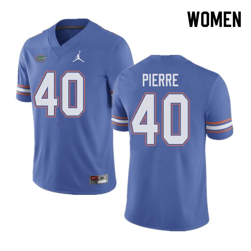 Women's NCAA Florida Gators Jesiah Pierre #40 Stitched Authentic Jordan Brand Blue College Football Jersey HZV6465VR